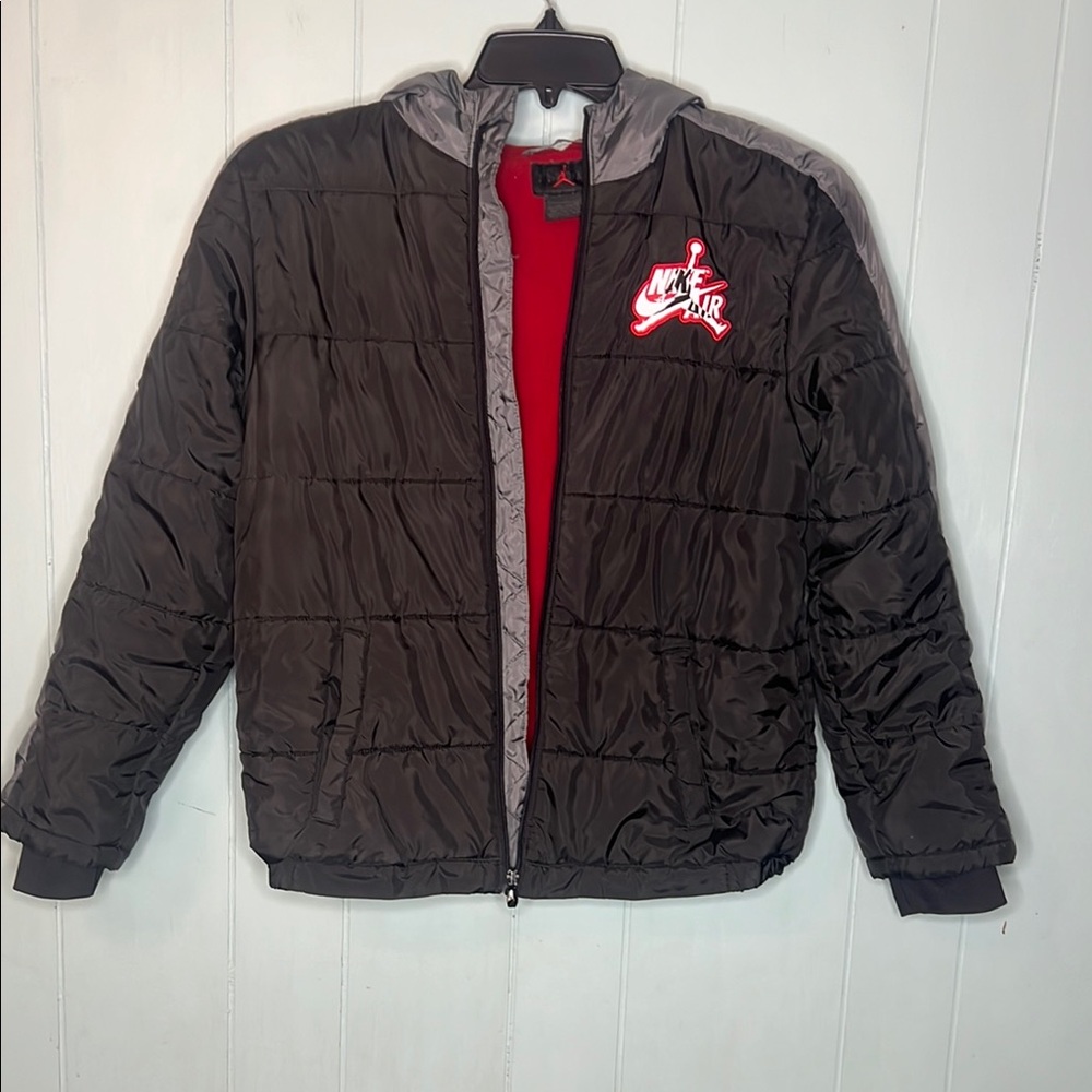 Jordan Black and Red Quilted Puffer Jacket